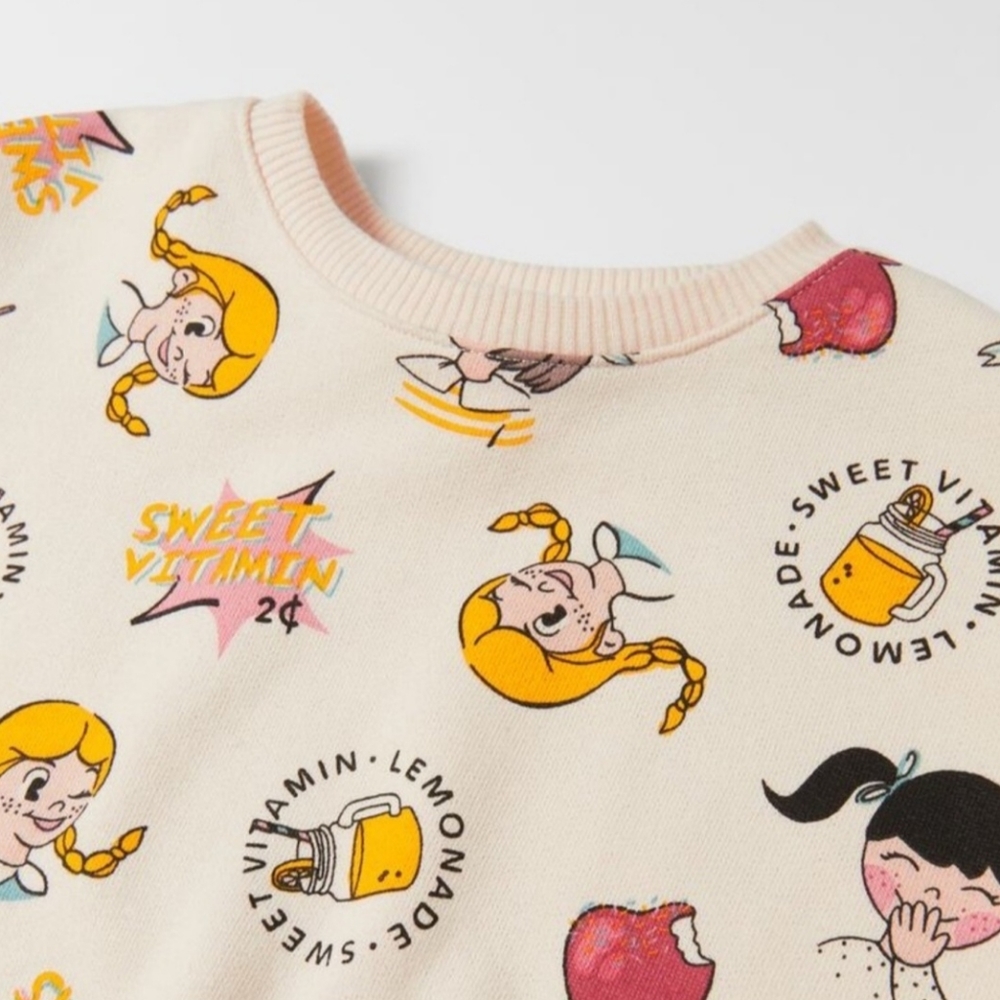 Zara Toddler Faces Print Sweatshirt. - Picture 4 of 10